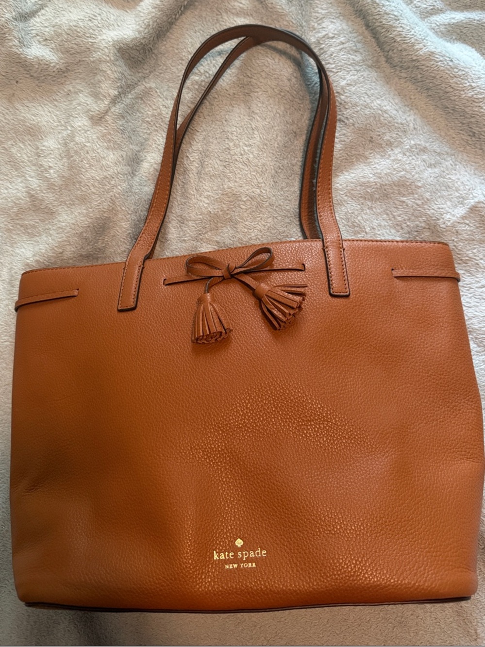 kate spade Leather Tote in Cognac